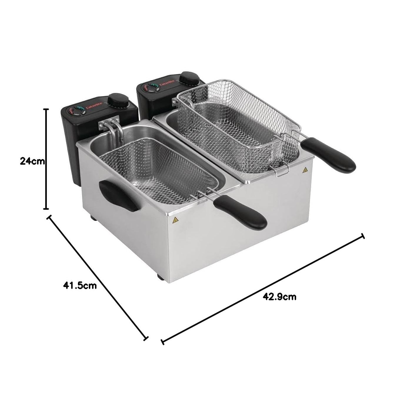 Caterlite Twin Tank Countertop Deep Fryer, Stainless Steel, 2 x 3.5L